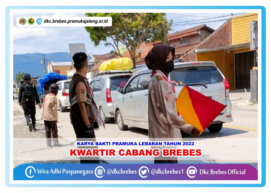 Kwartir Ranting Tonjong sedang bertugas di Posko Karya Bakti Pramuka Lebaran Tahun 2022 yang berada di depan Kwartir Ranting Tonjong