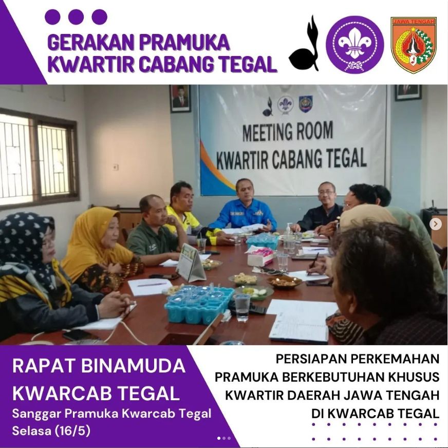 Kwarcab Tegal adakan Rapat awal Persiapan Perkemahan Pramuka Berkebutuhan Khusus Tk. kwarda Jateng Tahun 2023 (16/5)