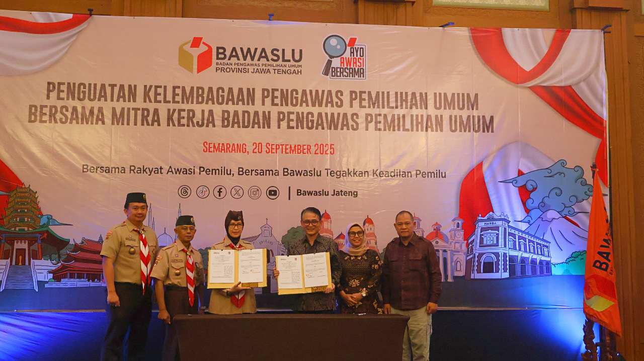 Bawaslu Jateng dan Kwarda Pramuka Jateng Teken Nota Kesepahaman, Bentuk Saka Adhyasta Pemilu