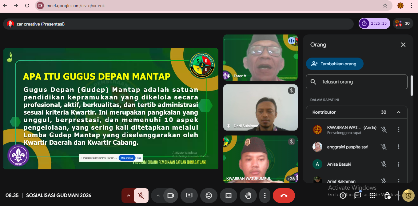 KWARRAN WATUKUMPUL SUKSES GELAR SOSIALISASI DAN PELATIHAN GUGUS DEPAN MANTAP TAHUN 2026
